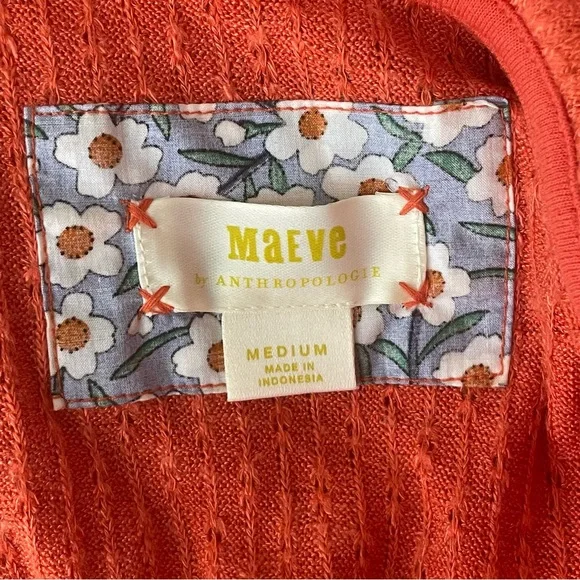 ANTHROPOLOGIE MAEVE ADDIE RUFFLED HEM HACCI LONG SLEEVE COWL NECK TOP ORANGE MED - Picture 7 of 11